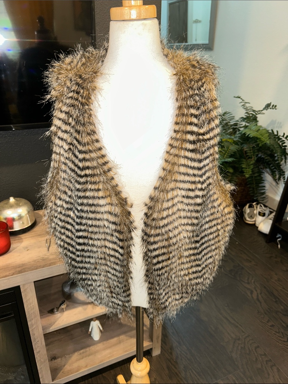 Cecico Faux Fur Trim Jacket in Brown and Black